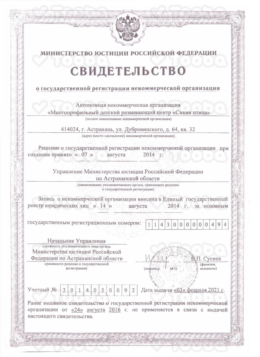 Свидетельство_о_регистрации.pdf, Blue Bird, page 1