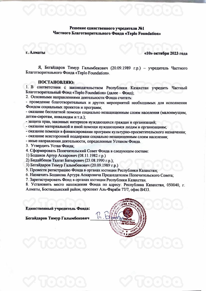 Решение_об_избрании_Попечительского_совета.pdf фонда «Teplo Foundation», страница 1