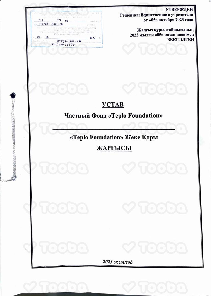 Устав_Тепло..pdf фонда «Teplo Foundation», страница 1