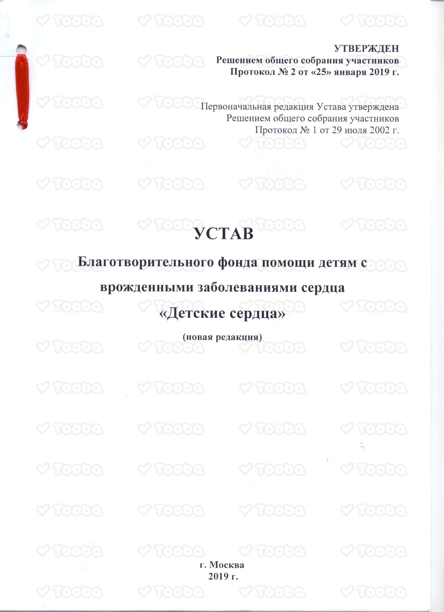 Устав фонда, Children's Hearts, page 1