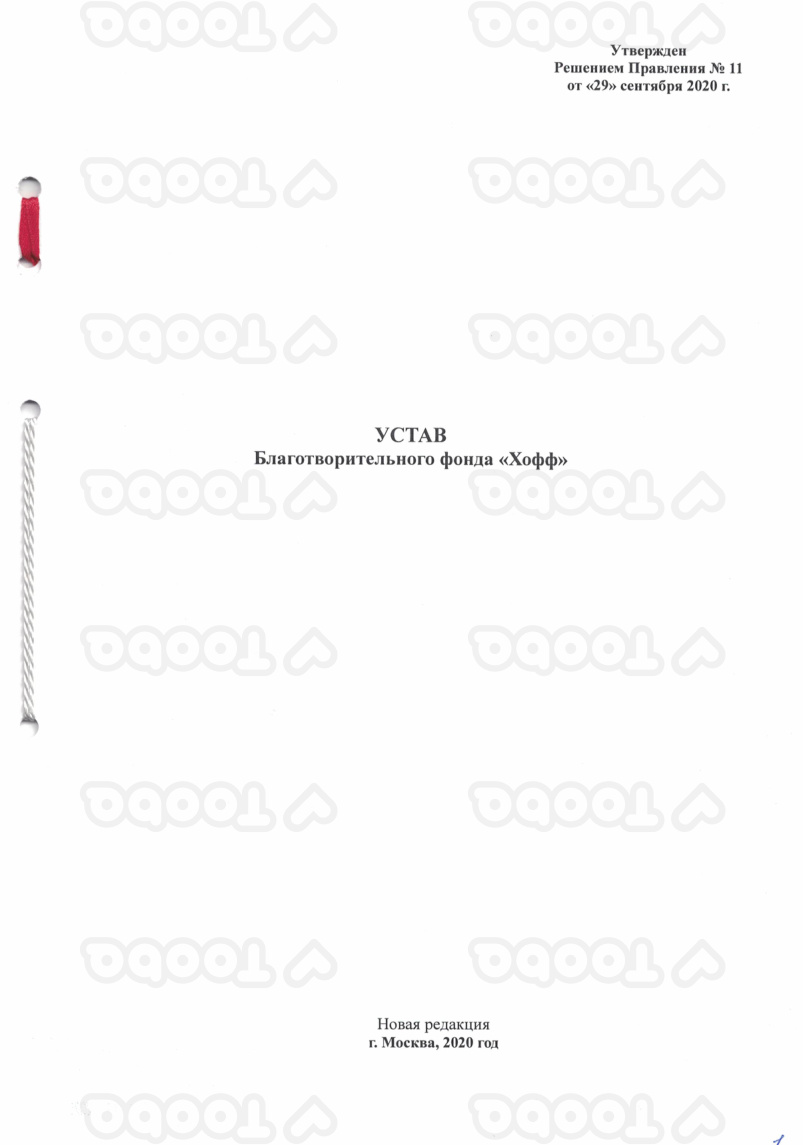 Устав, Charity fund «HOFF», page 1