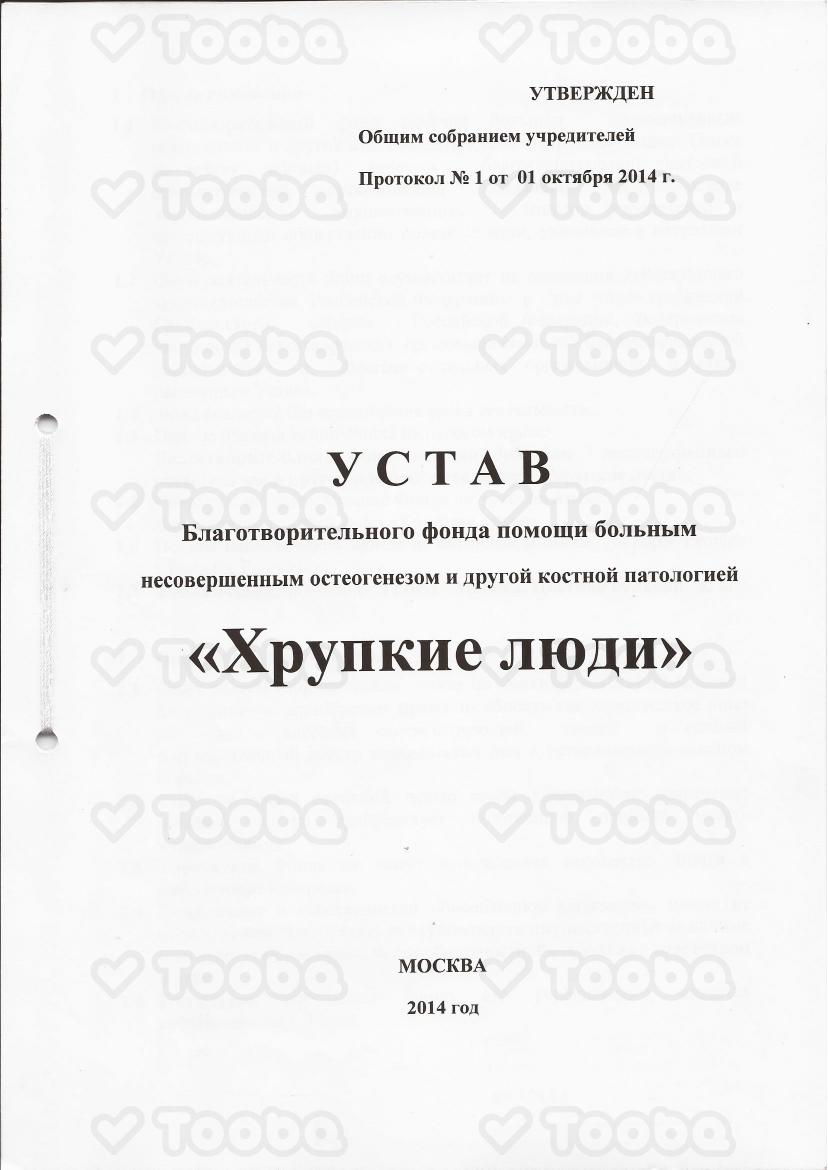 Устав_НКО_1.pdf фонда «Хрупкие Люди», страница 1