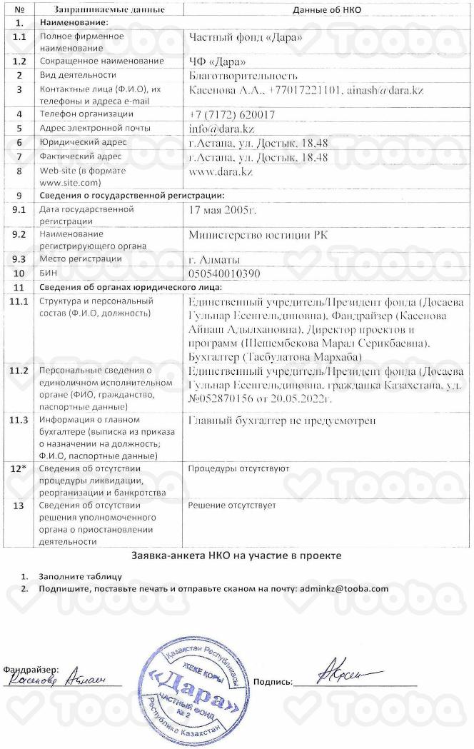 Анкета_0001.pdf, Charity Fund DARA, page 1