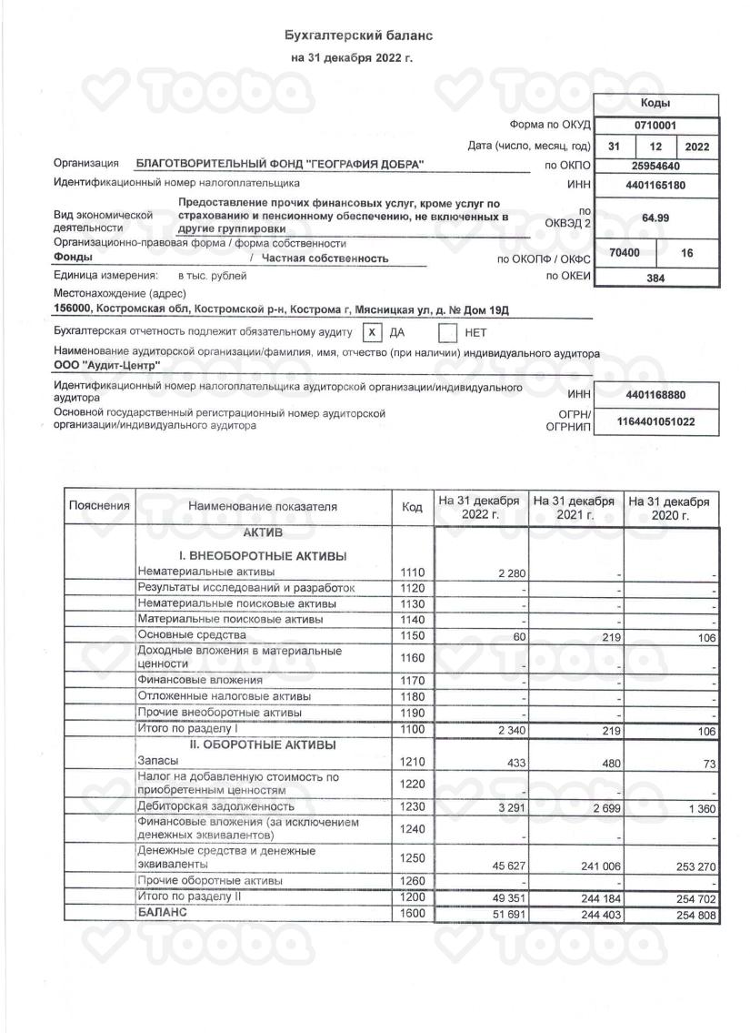 БФ_География_Добра_Бухгалтерская_отчетность_за_2022_год_с_отметкой_о_вводе.pdf, Geografia Dobra, page 1