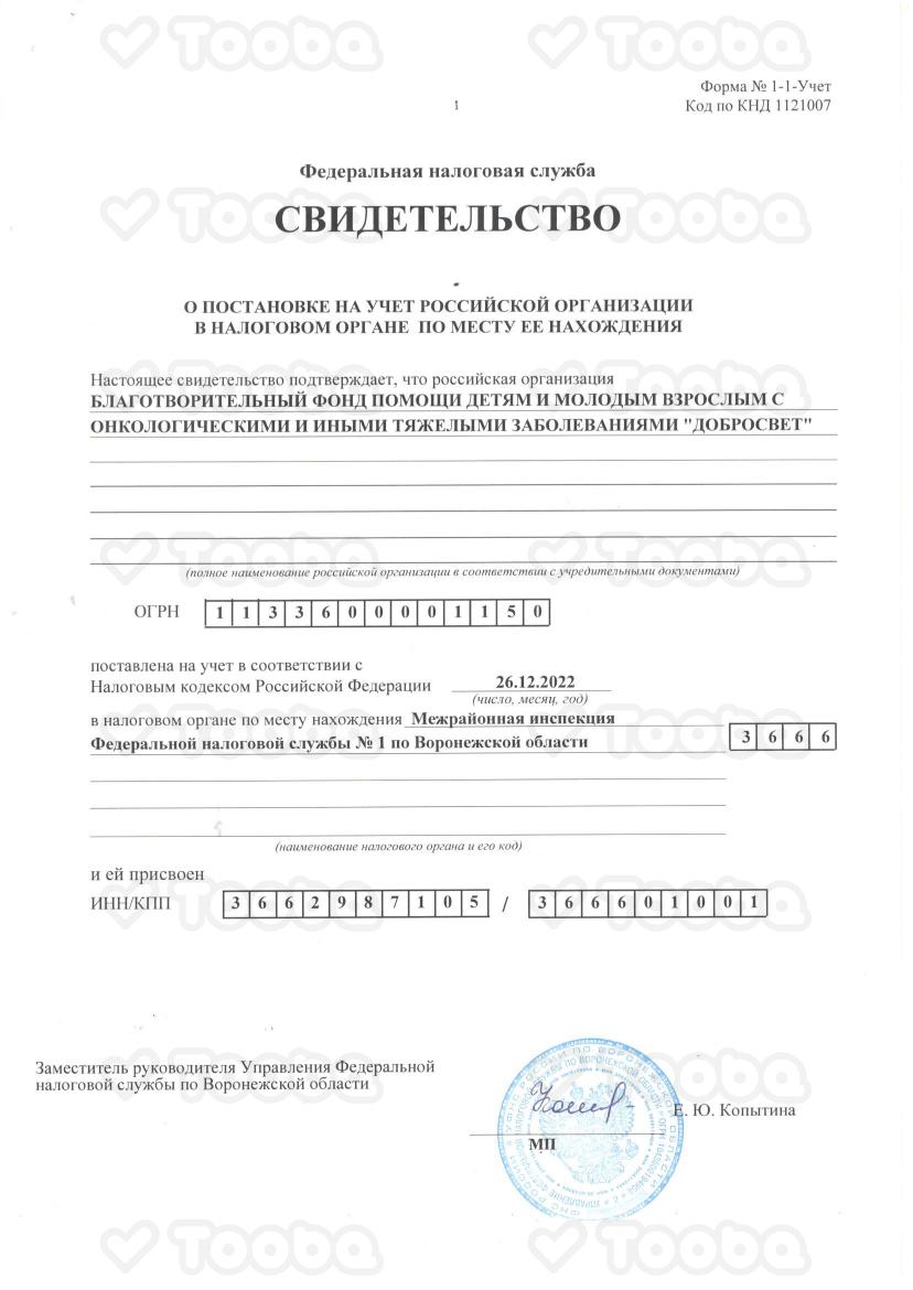 Свидельство_налоговая.pdf фонда «ДоброСвет», страница 1