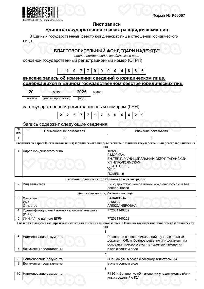 Выписка_ЕГРЮЛ.pdf, Dari nadezhdu, page 1