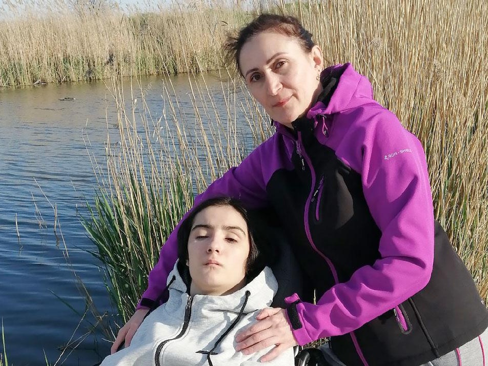 After the accident, Alina was unable to move and needed a medical bed!