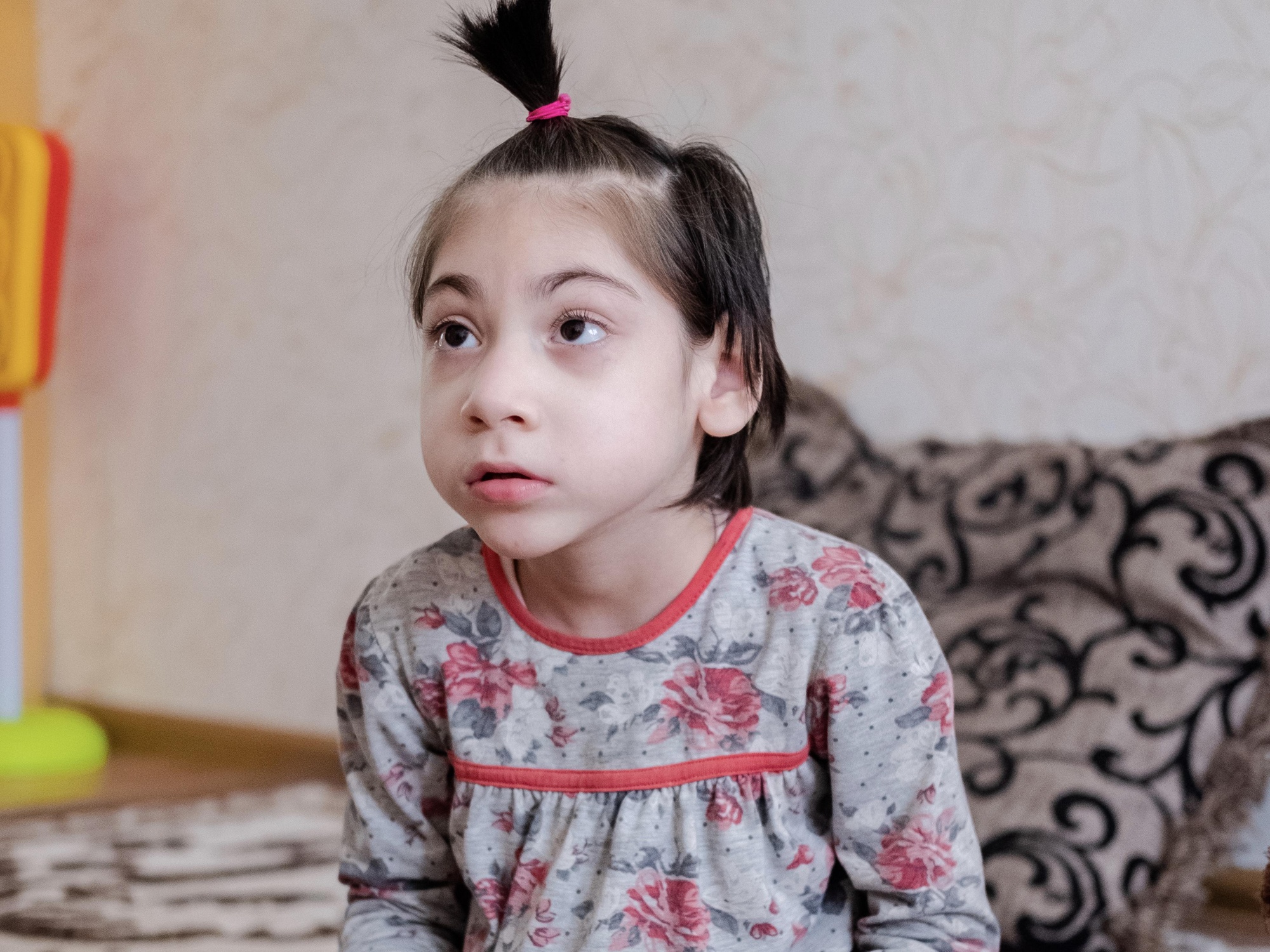 We will help Raziyat with rehabilitation after a craniocerebral hernia.